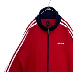 【レアカラー‼️】adidasベッケンバウアートラックジャケット L 赤 紺 古着