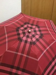 バーバリー 赤 レッド 折りたたみ 雨 傘 ユーズド品