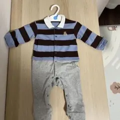 petit main ストライプロンパース 80