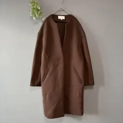 アンタイトル［M］上品クラシカル◎日本製◎もっちりハリ感◎ノーカラーロングコート