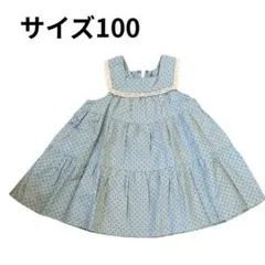 水玉模様 ノースリーブワンピース サイズ100 3才　4才　レトロ