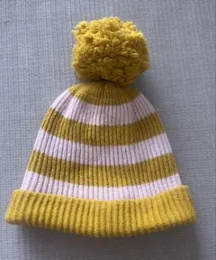 GAP ポンポン付きニット帽 イエロー