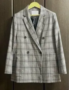 SLOBE IENA チェックジャケット ダブルボタン 36 グレー系 秋冬