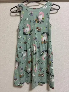 H&M ユニコーン柄 ノースリーブワンピース グリーン 100cm