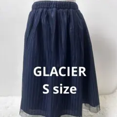 GLACIER ネイビーストライプフレアスカート