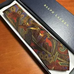 ラルフローレン イタリア製 鳥 ペイズリー プリントタイ ネクタイ