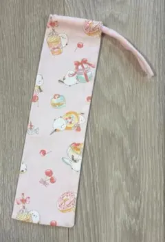 ハンドメイド　お箸袋　カトラリー袋　歯ブラシ袋　巾着　シマエナガ　ピンク