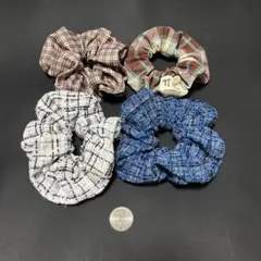 チェック柄 シュシュ 4点セットのサムネイル