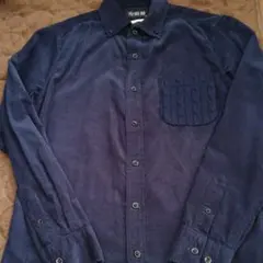 メンズ　紺色コーデュロイシャツ