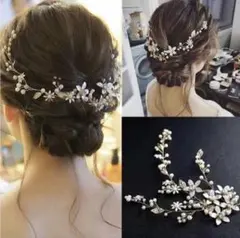 花　ヘッドアクセサリー　結婚式　冠婚葬祭 ウェディング　ゴールド　ウェディング