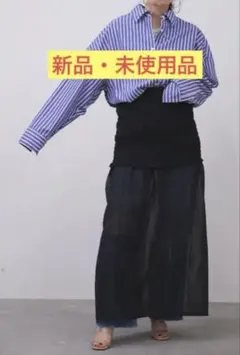 【新品】　oll_kyoto Shirring bare skirt ブラックのサムネイル