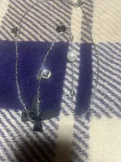 ディオールリボン付きクリスタルネックレス美品