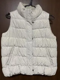 グレージュドット柄 ダウンベスト 160キッズ小柄な大人でも可　未使用品