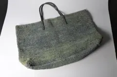 ラフィア トートバッグ 大容量 肩掛け可 夏バッグ グリーン レザー