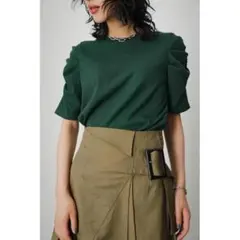 GATHER SLEEVE RIB TOPS アズールバイマウジーのサムネイル