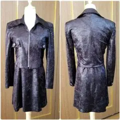 大人のクロコダイル柄 ポリエステル 長袖アンサンブル（ブラック）