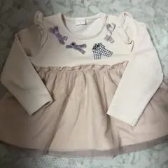 リボン付き長袖ワンピース 90cm