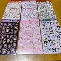 ハローキティ チャーミーキティ　マイメロディ　クロミ　箔押しシール6枚セット