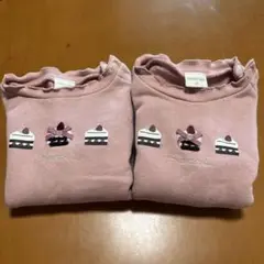 SiMPLE FREE くすみピンク ケーキ刺繍 トレーナー 80 90
