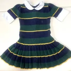 ラルフローレン/ストライプニットワンピース2T 90-100