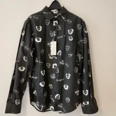 メンズ 長袖 トップス 柄 シャツ M  個性的 黒