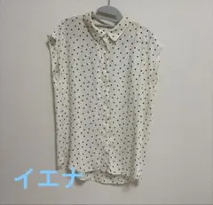 美品 IENA イエナ 水玉ノースリーブブラウス グレー ドット 日本製 