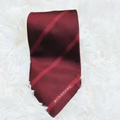 【極美品】バーバリーロンドン ネクタイ ボルドー ストライプ ロゴ シルク100