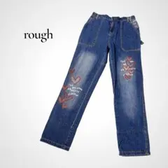 希少★rough ハート刺繍 ロールアップ デニム M ブルー×ヒッコリーのサムネイル
