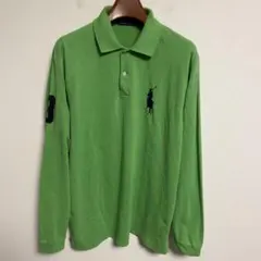 POLO RALPH LAUREN 緑 ビッグポニー刺繍 長袖ポロシャツ XL