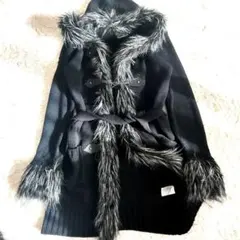 【新品】ロングニットコート ファー ダメージ加工 お兄系 y2k