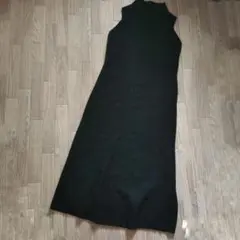 美品 celford カシミヤ混 ノースリーブワンピース マキシ ブラック