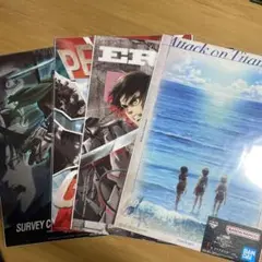 一番くじ　進撃の巨人　F賞　クリアポスター　4種