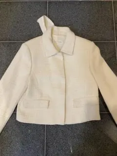 ZARA ツイードジャケット 白　リボン付き