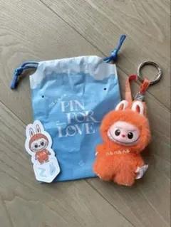 ①【Z オレンジ】ラブブ POPMART PIN FOR LOVE イニシャル