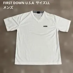 FIRST DOWN VネックTシャツ　白　サイズLL