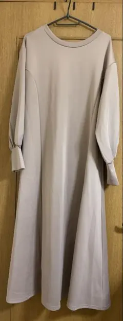 GeeRA 前後2WAYハーフジップワンピ 無地 マキシ丈 長袖 ワンピース