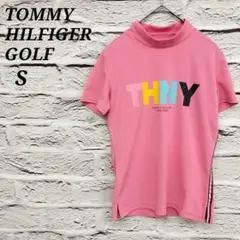 トミーヒルフィガーゴルフ 【S】 ハイネック半袖カットソー ロゴプリント ピンク