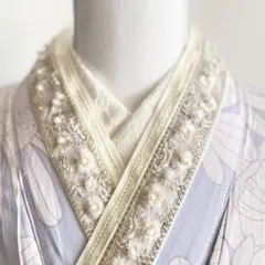 成人式振袖　パール重ね襟レース半衿フリル伊達襟卒業式袴　浴衣着物　帯飾り　七五三