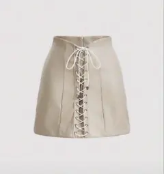 レースアップ ベージュ タイトスカート