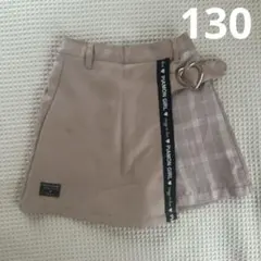 ラップスカート風ショートパンツ　ベージュチェック　130