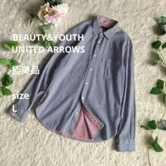 極美品☆BEAUTY&YOUTH リバー ロンドンストライプシャツ Lのサムネイル