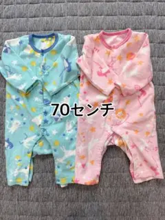 70センチ 動物柄 ロンパースセット　セット売り　フリース素材