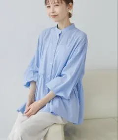 ROPE' PICNIC 綿ボイルペプラムシャツ