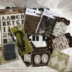 ハンドメイド素材10点セット キャンバスステッカー　合皮タグ　レースモチーフ他