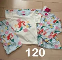 新品 ディズニー プリンセス アリエル 長袖長ズボン パジャマ 半袖付き 120