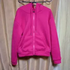 ピンク M フルジップ フード付きパーカー