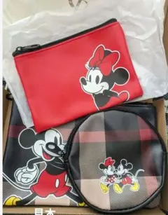 【未使用】CRESTBRIDGE ミッキー&ミニーデザインポーチ3点