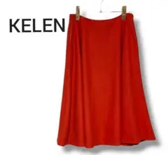 美品★スカート ケレン KELEN ひざ丈 フレア カラー：レッド Mサイズのサムネイル