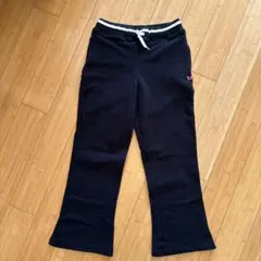 ★140★黒パンツ★ウエストゴムひも付き★ストレッチコットンスウェット地