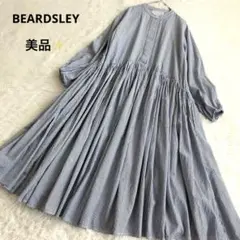 BEARDSLEY 先染めギャザーワンピース バンドカラー 23AW ストライプ